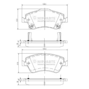 Bremsbelagsatz, Scheibenbremse Vorderachse NIPPARTS J3602124
