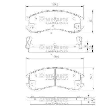 Bremsbelagsatz, Scheibenbremse Vorderachse NIPPARTS J3603031 Bild Bremsbelagsatz, Scheibenbremse Vorderachse NIPPARTS J3603031