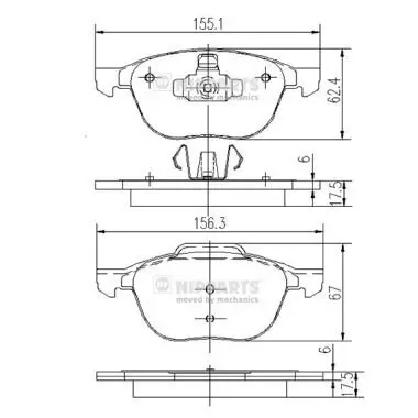 Bremsbelagsatz, Scheibenbremse Vorderachse NIPPARTS J3603063