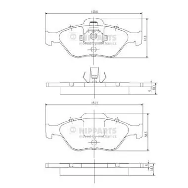 Bremsbelagsatz, Scheibenbremse Vorderachse NIPPARTS J3603065