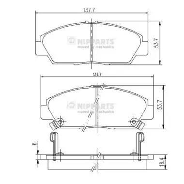 Bremsbelagsatz, Scheibenbremse Vorderachse NIPPARTS J3604037 Bild Bremsbelagsatz, Scheibenbremse Vorderachse NIPPARTS J3604037