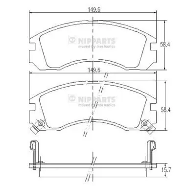 Bremsbelagsatz, Scheibenbremse Vorderachse NIPPARTS J3605031 Bild Bremsbelagsatz, Scheibenbremse Vorderachse NIPPARTS J3605031