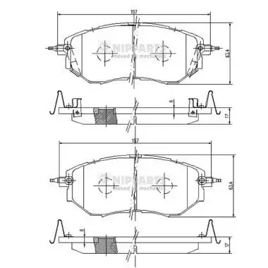 Bremsbelagsatz, Scheibenbremse Vorderachse NIPPARTS J3607019 Bild Bremsbelagsatz, Scheibenbremse Vorderachse NIPPARTS J3607019