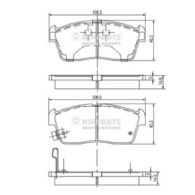 Bremsbelagsatz, Scheibenbremse Vorderachse NIPPARTS J3608021