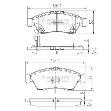 Bremsbelagsatz, Scheibenbremse Vorderachse NIPPARTS J3608024 Bild Bremsbelagsatz, Scheibenbremse Vorderachse NIPPARTS J3608024