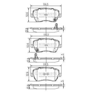 Bremsbelagsatz, Scheibenbremse Vorderachse NIPPARTS J3608026 Bild Bremsbelagsatz, Scheibenbremse Vorderachse NIPPARTS J3608026