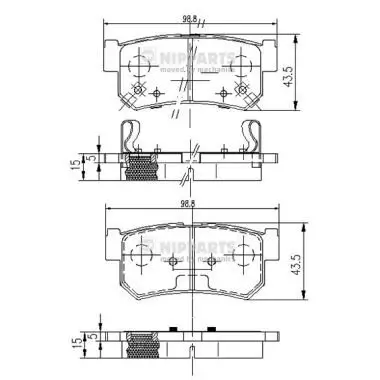 Bremsbelagsatz, Scheibenbremse Hinterachse NIPPARTS J3610401 Bild Bremsbelagsatz, Scheibenbremse Hinterachse NIPPARTS J3610401