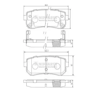 Bremsbelagsatz, Scheibenbremse Hinterachse NIPPARTS J3610512 Bild Bremsbelagsatz, Scheibenbremse Hinterachse NIPPARTS J3610512
