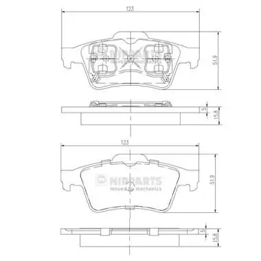 Bremsbelagsatz, Scheibenbremse Hinterachse NIPPARTS J3611045 Bild Bremsbelagsatz, Scheibenbremse Hinterachse NIPPARTS J3611045