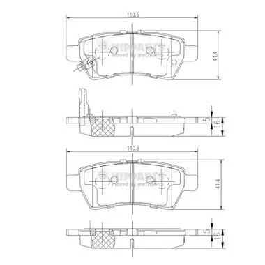 Bremsbelagsatz, Scheibenbremse NIPPARTS J3611050 Bild Bremsbelagsatz, Scheibenbremse NIPPARTS J3611050