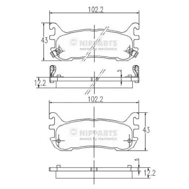 Bremsbelagsatz, Scheibenbremse Hinterachse NIPPARTS J3613012 Bild Bremsbelagsatz, Scheibenbremse Hinterachse NIPPARTS J3613012