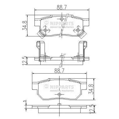 Bremsbelagsatz, Scheibenbremse NIPPARTS J3614004 Bild Bremsbelagsatz, Scheibenbremse NIPPARTS J3614004