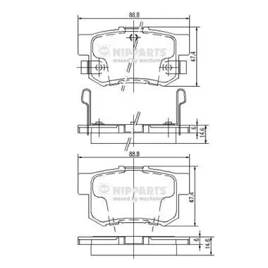 Bremsbelagsatz, Scheibenbremse Hinterachse NIPPARTS J3614008
