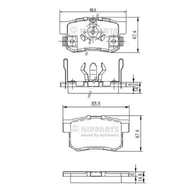 Bremsbelagsatz, Scheibenbremse Hinterachse NIPPARTS J3614017 Bild Bremsbelagsatz, Scheibenbremse Hinterachse NIPPARTS J3614017