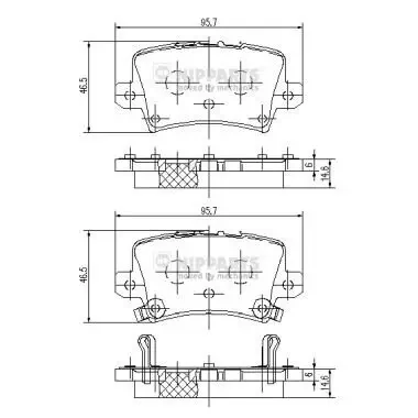 Bremsbelagsatz, Scheibenbremse Hinterachse NIPPARTS J3614018 Bild Bremsbelagsatz, Scheibenbremse Hinterachse NIPPARTS J3614018