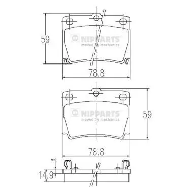 Bremsbelagsatz, Scheibenbremse Hinterachse NIPPARTS J3615011 Bild Bremsbelagsatz, Scheibenbremse Hinterachse NIPPARTS J3615011