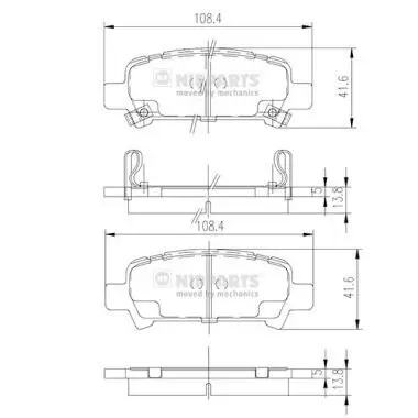 Bremsbelagsatz, Scheibenbremse Hinterachse NIPPARTS J3617002 Bild Bremsbelagsatz, Scheibenbremse Hinterachse NIPPARTS J3617002