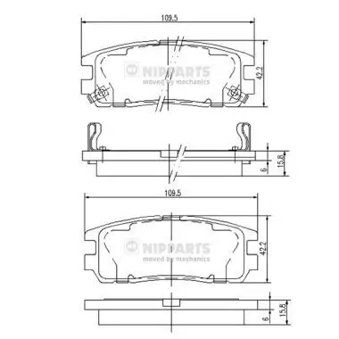 Bremsbelagsatz, Scheibenbremse Hinterachse NIPPARTS J3619001 Bild Bremsbelagsatz, Scheibenbremse Hinterachse NIPPARTS J3619001
