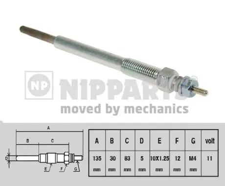 Glühkerze 11 V NIPPARTS J5710502