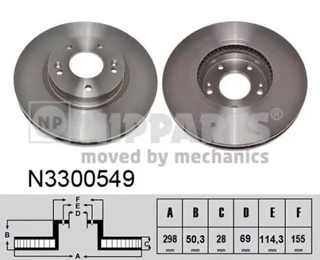 Bremsscheibe Vorderachse links Vorderachse rechts NIPPARTS N3300549 Bild Bremsscheibe Vorderachse links Vorderachse rechts NIPPARTS N3300549