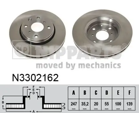 Bremsscheibe Vorderachse NIPPARTS N3302162 Bild Bremsscheibe Vorderachse NIPPARTS N3302162