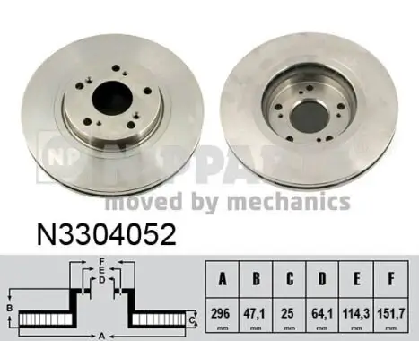 Bremsscheibe NIPPARTS N3304052 Bild Bremsscheibe NIPPARTS N3304052