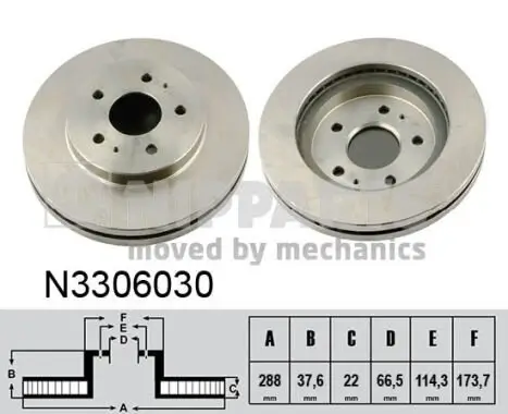 Bremsscheibe Vorderachse NIPPARTS N3306030 Bild Bremsscheibe Vorderachse NIPPARTS N3306030
