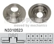 Bremsscheibe Hinterachse NIPPARTS N3310523