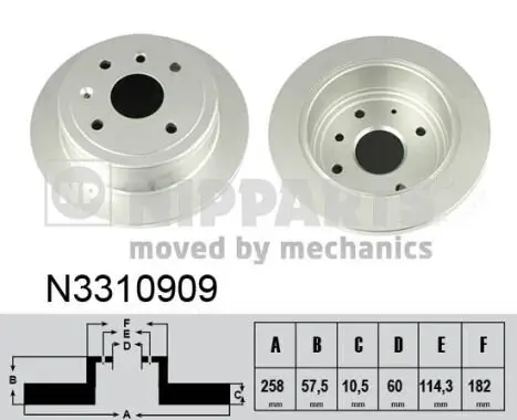 Bremsscheibe NIPPARTS N3310909 Bild Bremsscheibe NIPPARTS N3310909