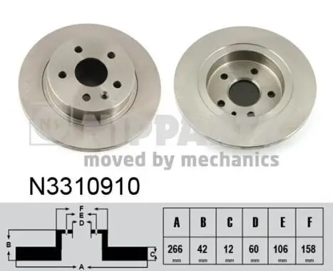 Bremsscheibe Hinterachse links Hinterachse rechts NIPPARTS N3310910 Bild Bremsscheibe Hinterachse links Hinterachse rechts NIPPARTS N3310910