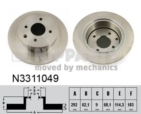 Bremsscheibe Hinterachse NIPPARTS N3311049