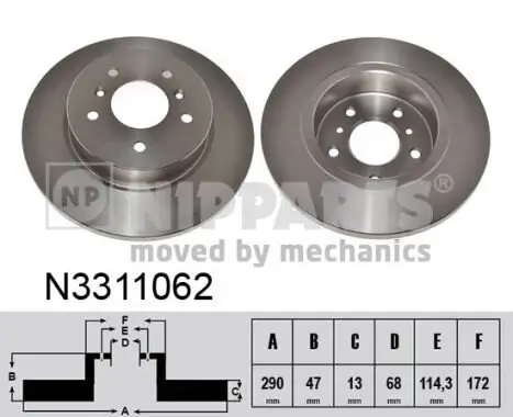 Bremsscheibe NIPPARTS N3311062 Bild Bremsscheibe NIPPARTS N3311062