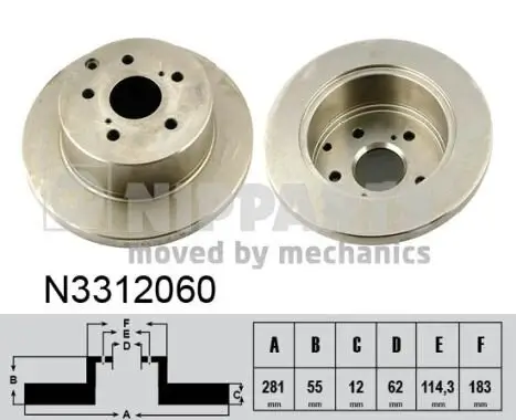 Bremsscheibe NIPPARTS N3312060 Bild Bremsscheibe NIPPARTS N3312060