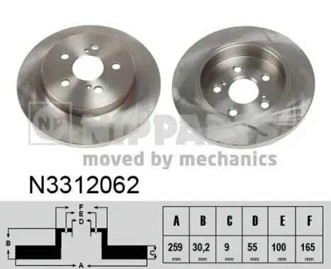 Bremsscheibe NIPPARTS N3312062 Bild Bremsscheibe NIPPARTS N3312062