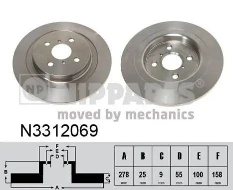 Bremsscheibe NIPPARTS N3312069 Bild Bremsscheibe NIPPARTS N3312069