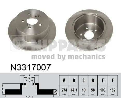 Bremsscheibe Hinterachse NIPPARTS N3317007