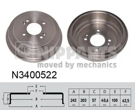 Bremstrommel Hinterachse NIPPARTS N3400522