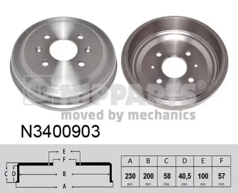 Bremstrommel Hinterachse links Hinterachse rechts NIPPARTS N3400903