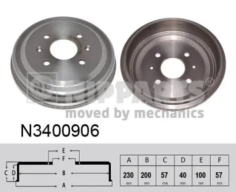 Bremstrommel Hinterachse links Hinterachse rechts NIPPARTS N3400906