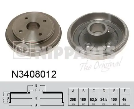 Bremstrommel NIPPARTS N3408012 Bild Bremstrommel NIPPARTS N3408012