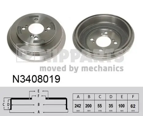 Bremstrommel Hinterachse links Hinterachse rechts NIPPARTS N3408019