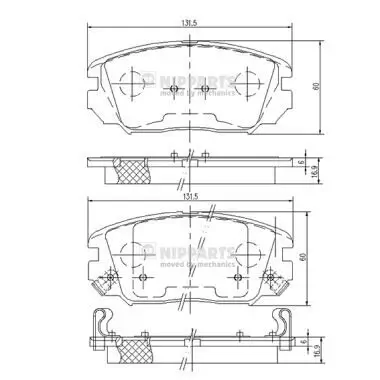 Bremsbelagsatz, Scheibenbremse Vorderachse NIPPARTS N3600543 Bild Bremsbelagsatz, Scheibenbremse Vorderachse NIPPARTS N3600543