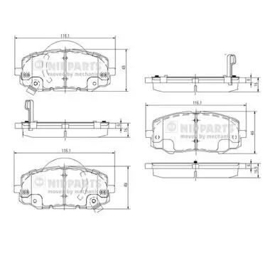 Bremsbelagsatz, Scheibenbremse Vorderachse NIPPARTS N3600552 Bild Bremsbelagsatz, Scheibenbremse Vorderachse NIPPARTS N3600552