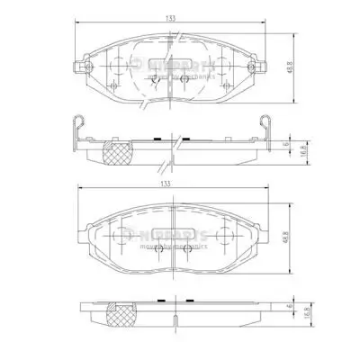 Bremsbelagsatz, Scheibenbremse Vorderachse NIPPARTS N3600916 Bild Bremsbelagsatz, Scheibenbremse Vorderachse NIPPARTS N3600916