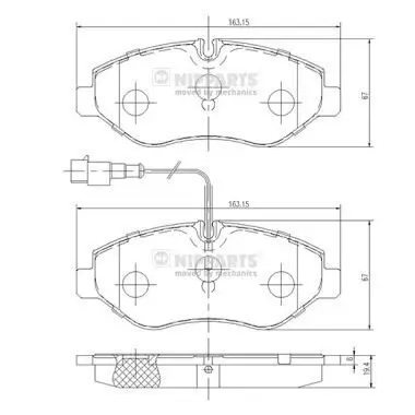 Bremsbelagsatz, Scheibenbremse Vorderachse NIPPARTS N3601100 Bild Bremsbelagsatz, Scheibenbremse Vorderachse NIPPARTS N3601100