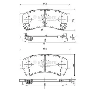 Bremsbelagsatz, Scheibenbremse Vorderachse NIPPARTS N3603071 Bild Bremsbelagsatz, Scheibenbremse Vorderachse NIPPARTS N3603071