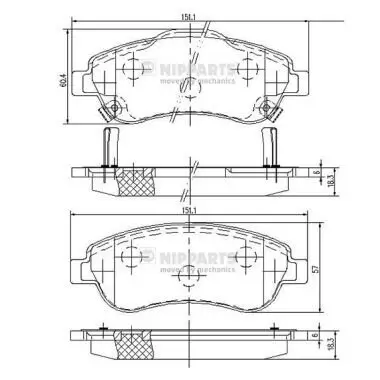 Bremsbelagsatz, Scheibenbremse Vorderachse NIPPARTS N3604066