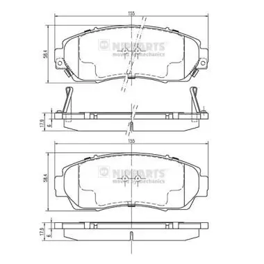 Bremsbelagsatz, Scheibenbremse Vorderachse NIPPARTS N3604073 Bild Bremsbelagsatz, Scheibenbremse Vorderachse NIPPARTS N3604073