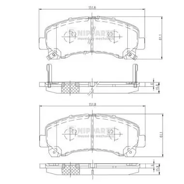Bremsbelagsatz, Scheibenbremse Vorderachse NIPPARTS N3609011 Bild Bremsbelagsatz, Scheibenbremse Vorderachse NIPPARTS N3609011