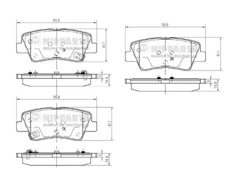 Bremsbelagsatz, Scheibenbremse Hinterachse NIPPARTS N3610314